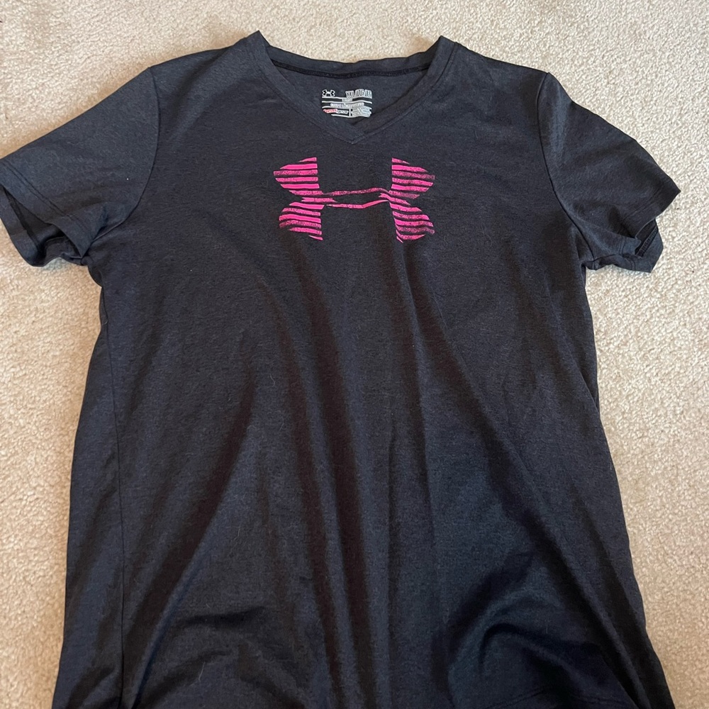 Under Armour Black T-Shirt with Pink Logo
